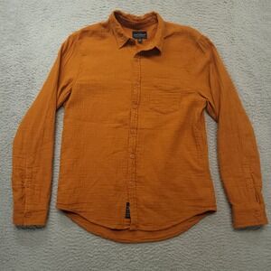 Lucky Brand Mens Button Down Shirt Medium M Rust Orange Long Sleeve Casual